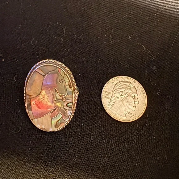 Vintage abalone  and sterling silver ring. Size 6 - Picture 5 of 8